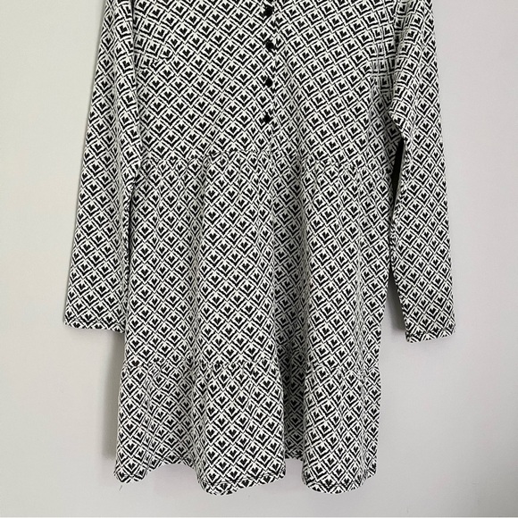 NWT Loft Jacquard Button Flounce Swing Mini Dress Black White‎ Size Medium - Picture 10 of 11